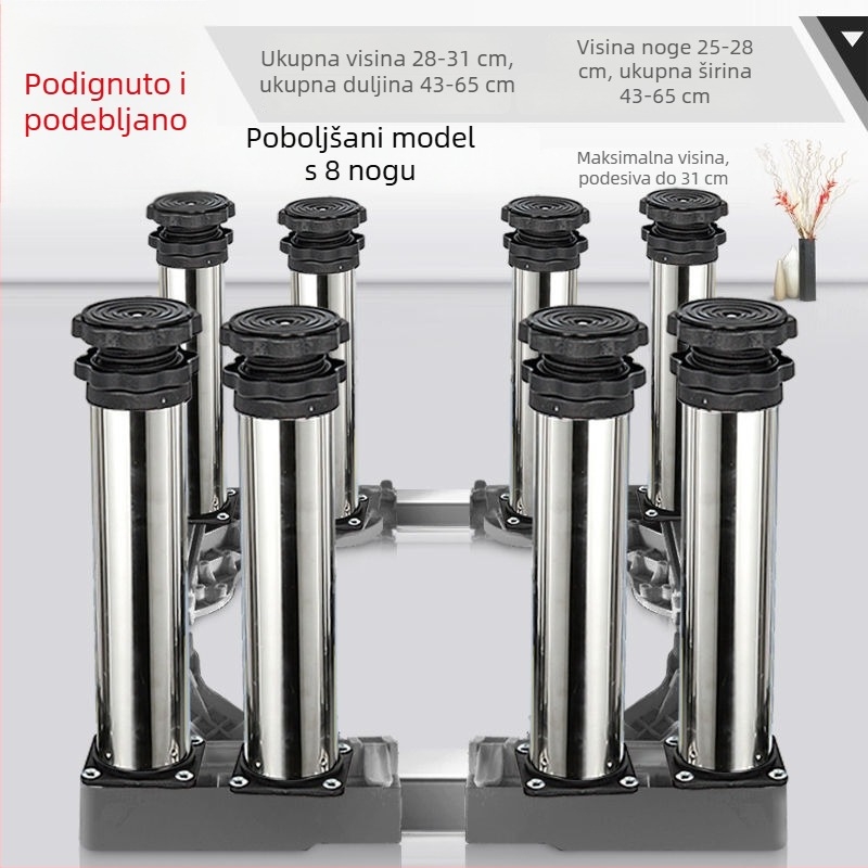 Univerzalna podloga za perilicu rublja s podesivom visinom i nosačem za povećanje visine vanjske jedinice klima uređaja