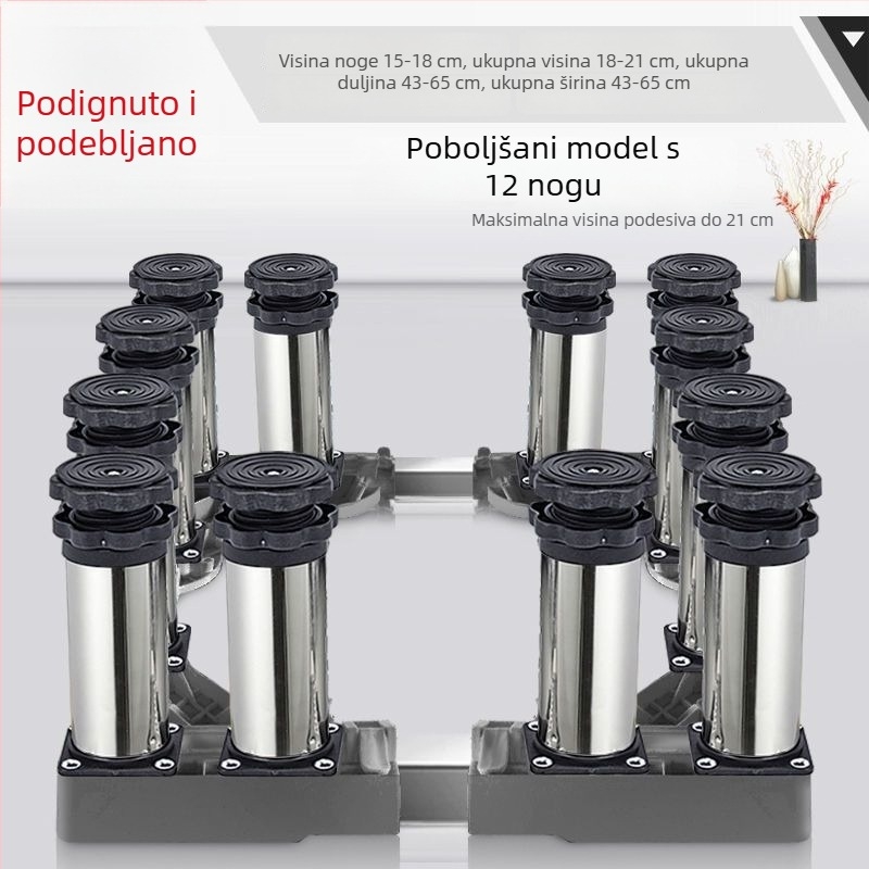 Univerzalna podloga za perilicu rublja s podesivom visinom i nosačem za povećanje visine vanjske jedinice klima uređaja
