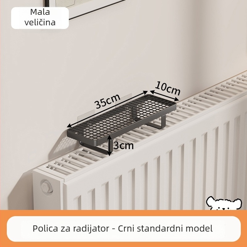 Polica za radijator s kukicama za kupaonicu, bez bušenja, za sušenje i skladištenje odjeće
