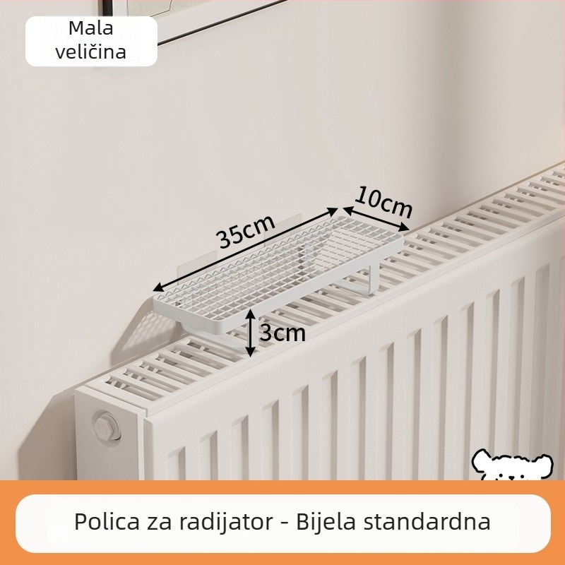 Polica za radijator s kukicama za kupaonicu, bez bušenja, za sušenje i skladištenje odjeće