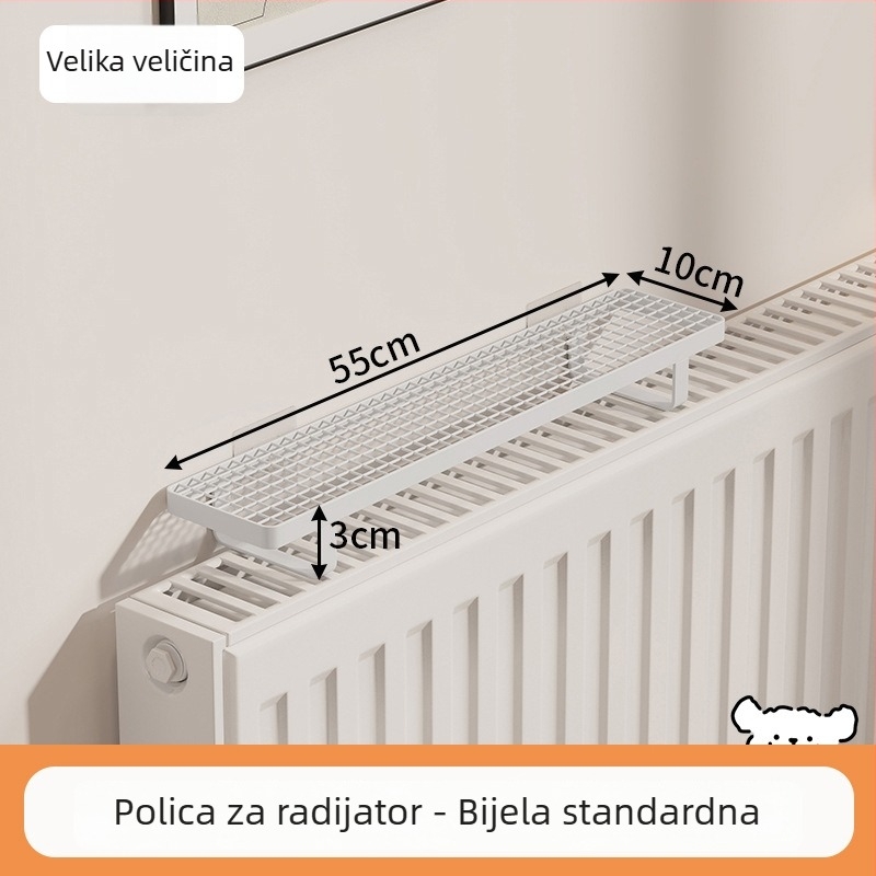 Polica za radijator s kukicama za kupaonicu, bez bušenja, za sušenje i skladištenje odjeće