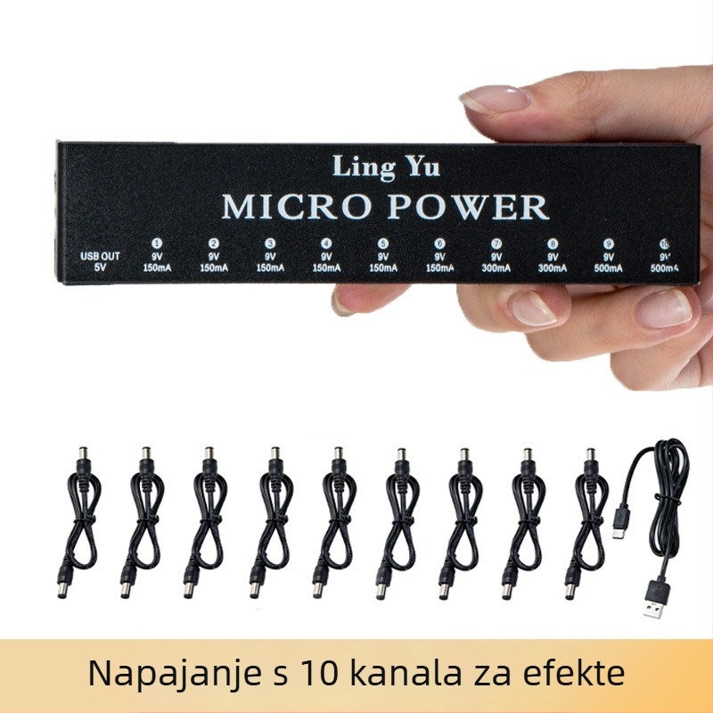 Napajanje za efekte pedala, kompaktno, 10 izlaza, stabilno, niski šum za glazbene nastupe