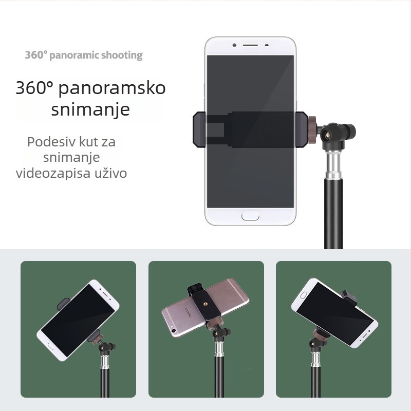 Stativ za telefon za live streaming, podni stalak, teleskopski, sklopivi, prenosni za vanjsku fotografiju
