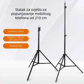 2,1 m nosač za livestream i fotografiranje mobitelom, stativ za telefon, rasvjetni stalk i držač podne lampe