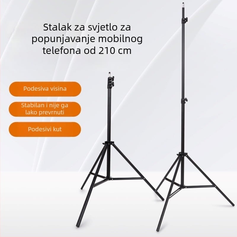 2,1 m nosač za livestream i fotografiranje mobitelom, stativ za telefon, rasvjetni stalk i držač podne lampe