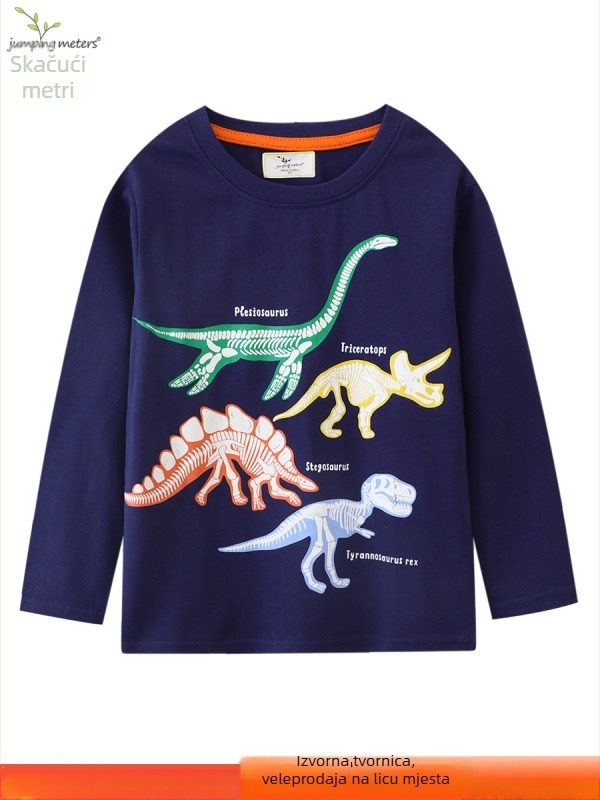 Dječje majice s dugim rukavima, svjetleći dinosaurus, proljeće–jesen, 100–140 cm