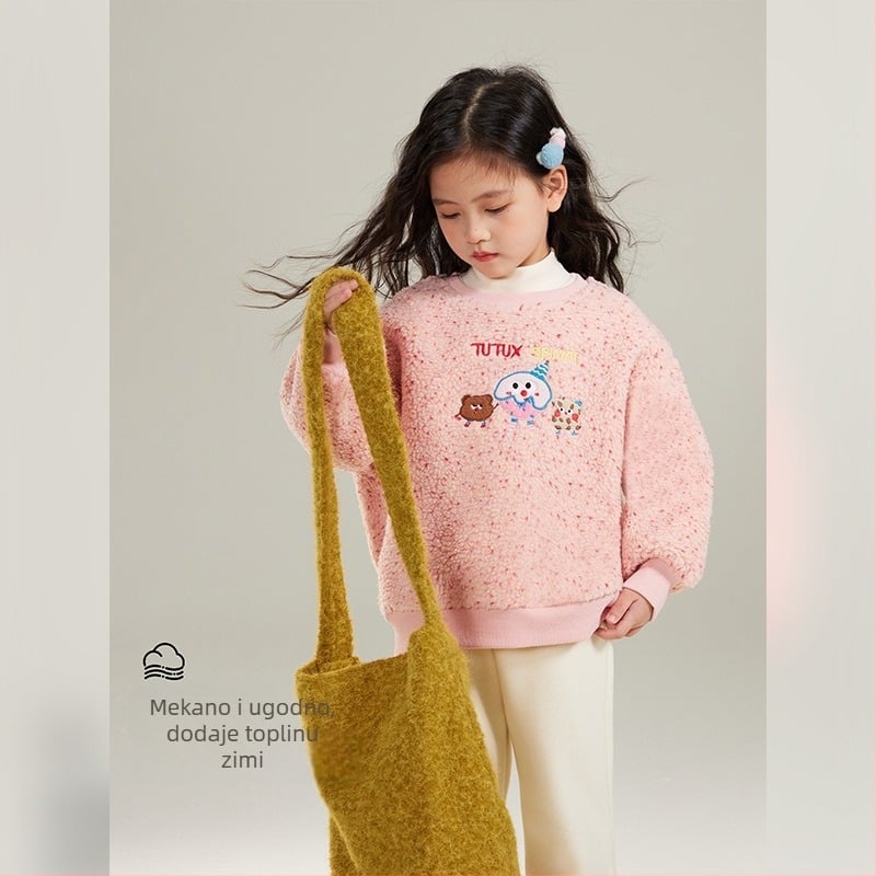 Dječji flis džemper za djevojčice, jesen/zima 2026, motiv zvijezda, debeli, moderan i topao