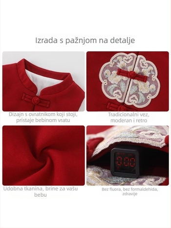 DUUDUU Puni mjesec – Dječja pamučna puffer vesta s kineskim stilom, debela, bez rukava, za jesen i zimu