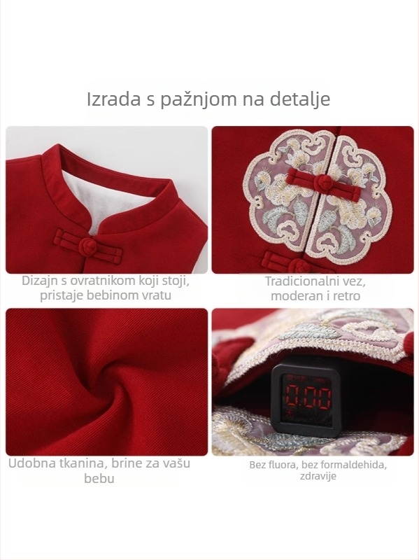 DUUDUU Puni mjesec – Dječja pamučna puffer vesta s kineskim stilom, debela, bez rukava, za jesen i zimu