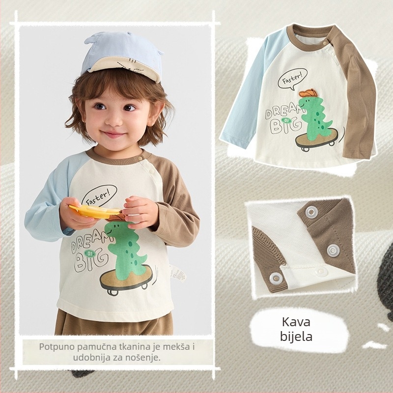 Dječja pamukasta majica s dugim rukavima i crtani motiv – 100% pamuk, unisex, proljeće i jesen