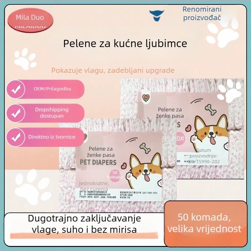 Psi hlačice za razdoblje – male pasmine, ženke, crtani stil Milaido