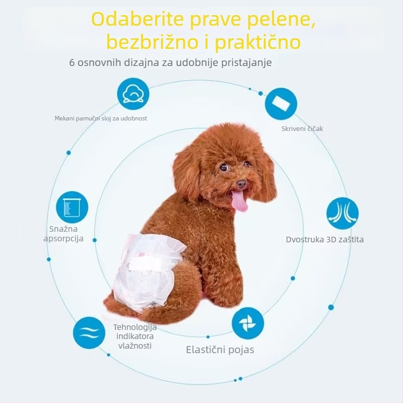 Pelenice za pse za mužjake i ženke, posebne higijenske jastučiće za kućne ljubimce, hlačice za male pse za zaštitu od mokrenja