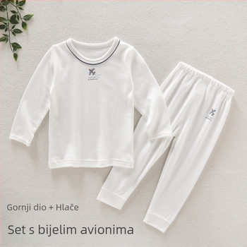 Dječji dvodijelni komplet u japanskom stilu s motivom zrakoplova, gornji dio s dugim rukavima i hlače, 100% pamuk, za dječake 3–8 godina