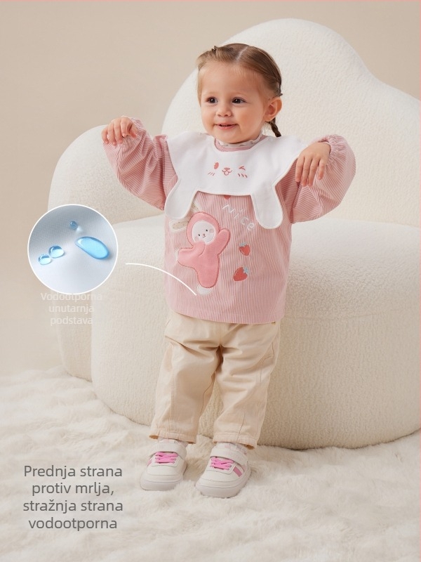 Beitais dječji corduroy smock, jesensko–zimska vodootporna pregača za bebe, prehrambena pregača za vrtić