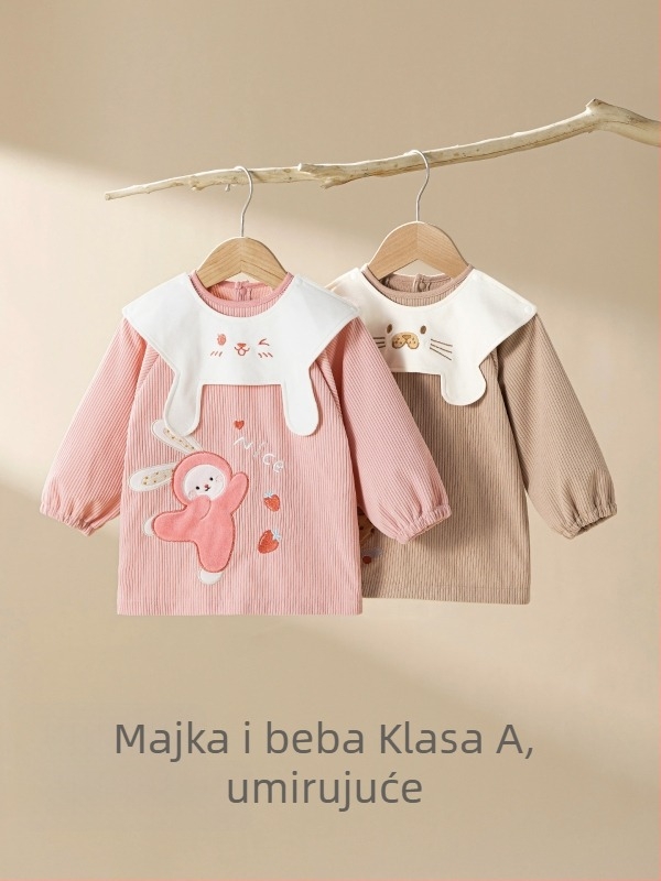 Beitais dječji corduroy smock, jesensko–zimska vodootporna pregača za bebe, prehrambena pregača za vrtić