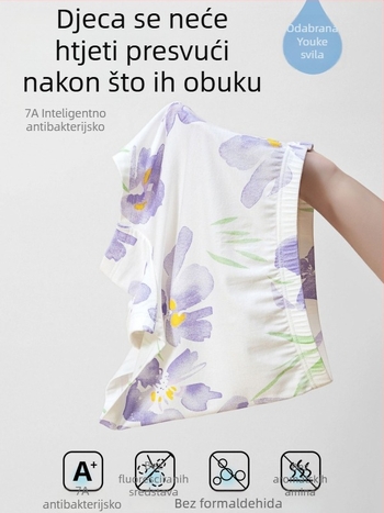 Djevojčice antibakterijsko donje rublje, kategorija A, lagane bokserice za uzrast 3-8 godina, Ecocos materijal, 92,9% regenerirane celulozne vlakna, Warm Buds