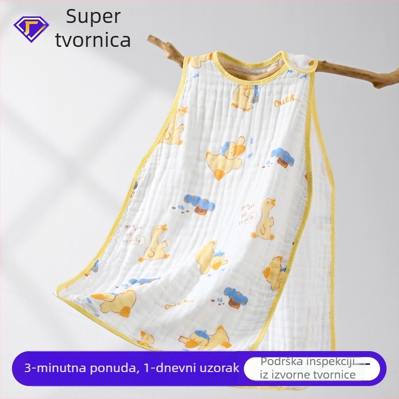 Prilagođena dječja vreća za spavanje za ljeto — tanak bezrukavni top od čiste pamuc gaze, zaštita od kikova za djecu