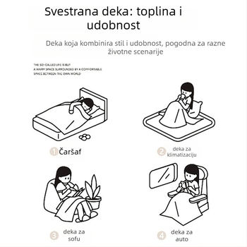 Flanel deka s karikaturnim motivom, mekana i topla, za uredski kauč i kratak odmor