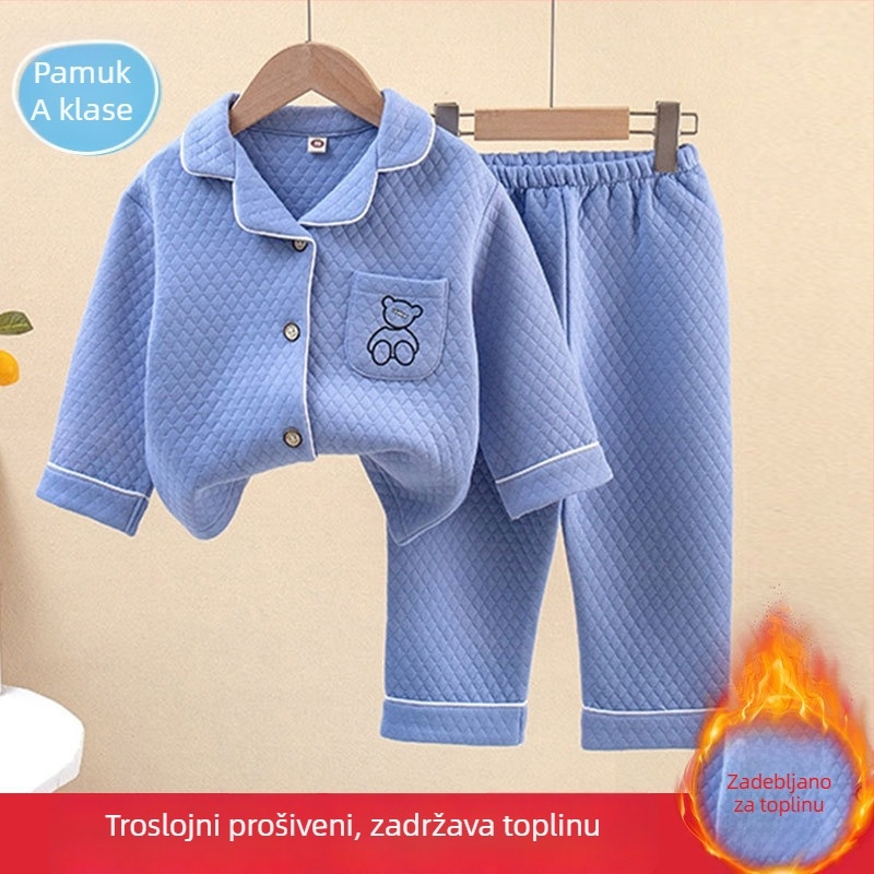 Dječji zimski pidžama set s trostrukom pamučnom izolacijom, unisex, za djecu 3–8 godina