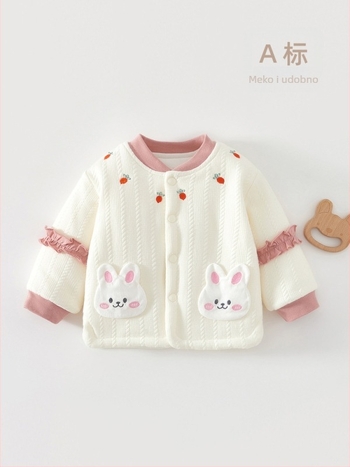 Dječje toplo gornje odjeće za djevojčice, jesen-zima, pamučni quilted top, 0–2 godine, 120 g