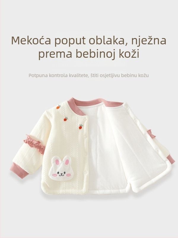 Dječje toplo gornje odjeće za djevojčice, jesen-zima, pamučni quilted top, 0–2 godine, 120 g