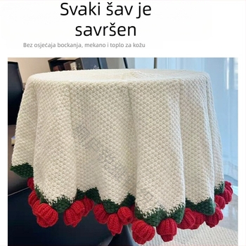 Ručno pleteni pokrivač s buketom ruža, cvjetni motivi — deka za odmor, dar za najbolje prijateljice