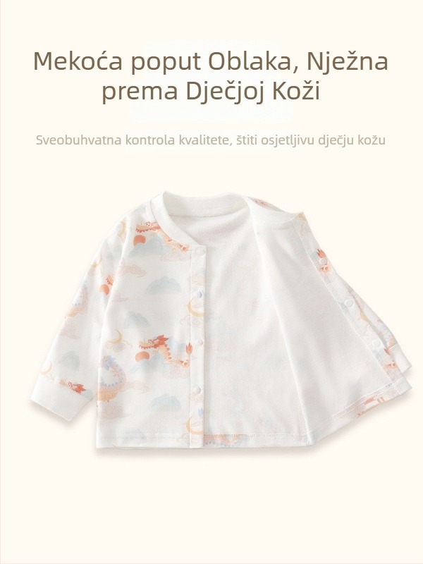 Dječji kardigan s prednjim zatvaranjem od 100% pamuka, za jesen i proljeće, mekan gornji dio za bebe i malu djecu
