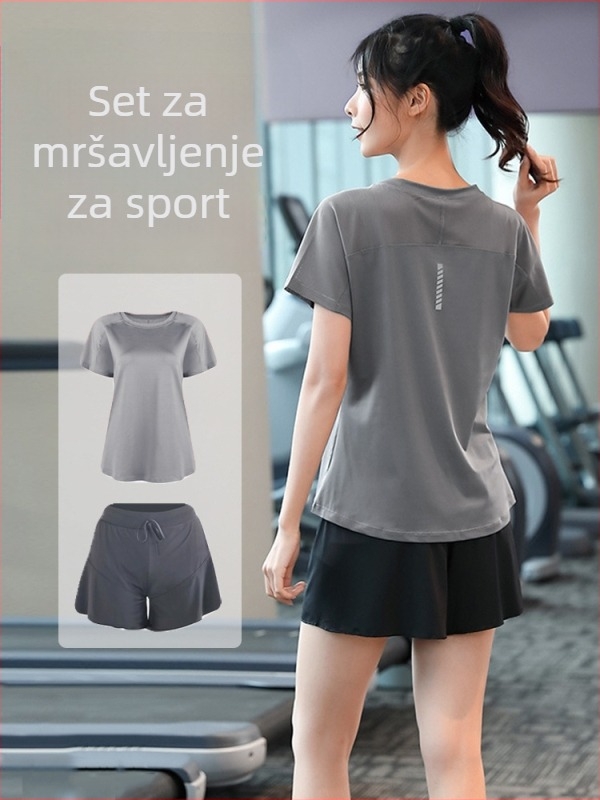 Ženski mrežasti T-shirt s brzo sušećim materijalom, opuštene kroja, 3/4 rukava, lagani ljetni sportski top za yogu i fitness