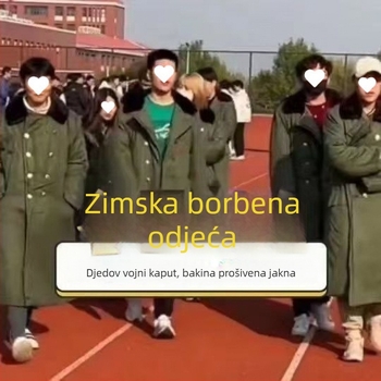 Muški vojno-zelene pamuk kaput za muškarce, zimska debela i produžena verzija, radna jakna za hladnoću, sjeveroistočni veliki pamučni kaput s punilom