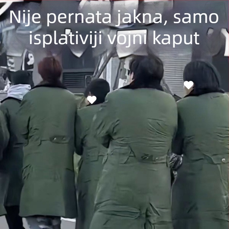 Muški vojno-zelene pamuk kaput za muškarce, zimska debela i produžena verzija, radna jakna za hladnoću, sjeveroistočni veliki pamučni kaput s punilom