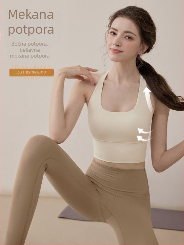 Ženski set za visokointenzivni trening: bez rukava Pilates top i hlače za jogu