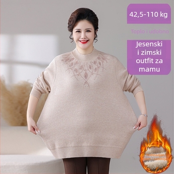 Ženski zimski flis džemper, debeli jednovanjski gornji dio, poluvratnik, ležeran kroj, velika veličina