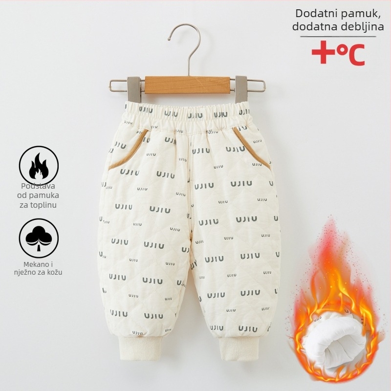 Dječje debeli quiltirani topli hlače, unisex, zimske, trostruka izolacija od pamuka