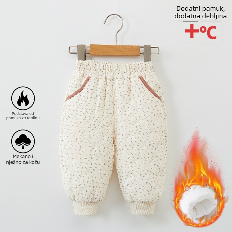 Dječje debeli quiltirani topli hlače, unisex, zimske, trostruka izolacija od pamuka