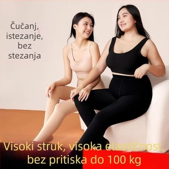 Plus-size nude boje tajice s flis podstavom za proljeće, jesen i zimu
