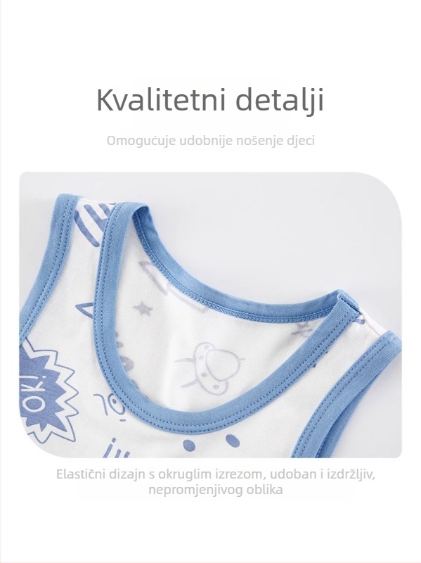 Dječji ljetni set od modala, korejskog stila, bez rukava – prsluk i T‑shirt, lagan i prozračan