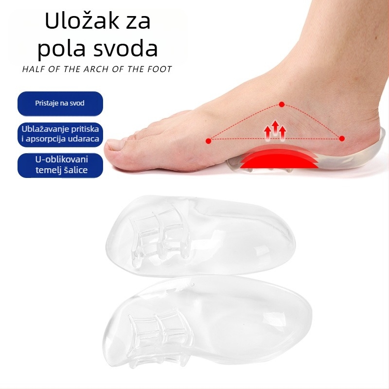 Ortopedske uloške za korekciju plosnatog stopala za odrasle, potpora luka stopala i korekcija krivih nogu, pola veličine