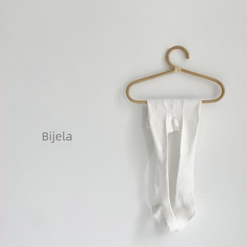 Dječje pantyhose od combed pamuka za proljeće i jesen, jednofarbne, pletene dvostrukom iglom
