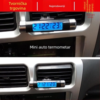Automobilski elektronički sat s termometrom i LED rasvjetom