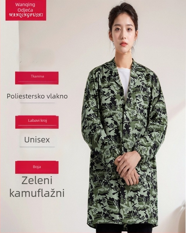 Muška duga radna pregača s kamuflažnim uzorom, otporna na habanje i prljavštinu, s dugim rukavima