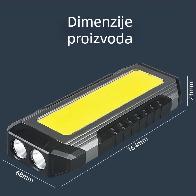 LED radna svjetiljka za popravak automobila s USB punjenjem, magnetom, COB LED, višenamjenska LED svjetiljka