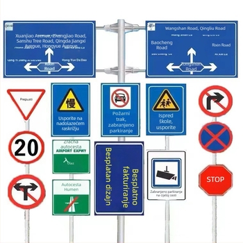 Aluminijski prometni znak za autocestu, s jednim stupom i konzolnim nosačem