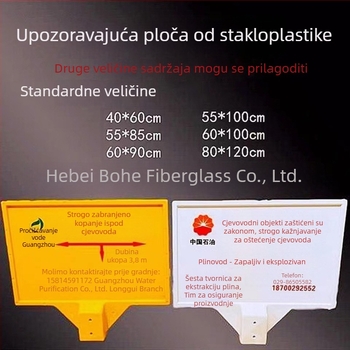 FRP upozoravajući znak za podzemne električne kablove i plinovode – Zabranjen ribolov