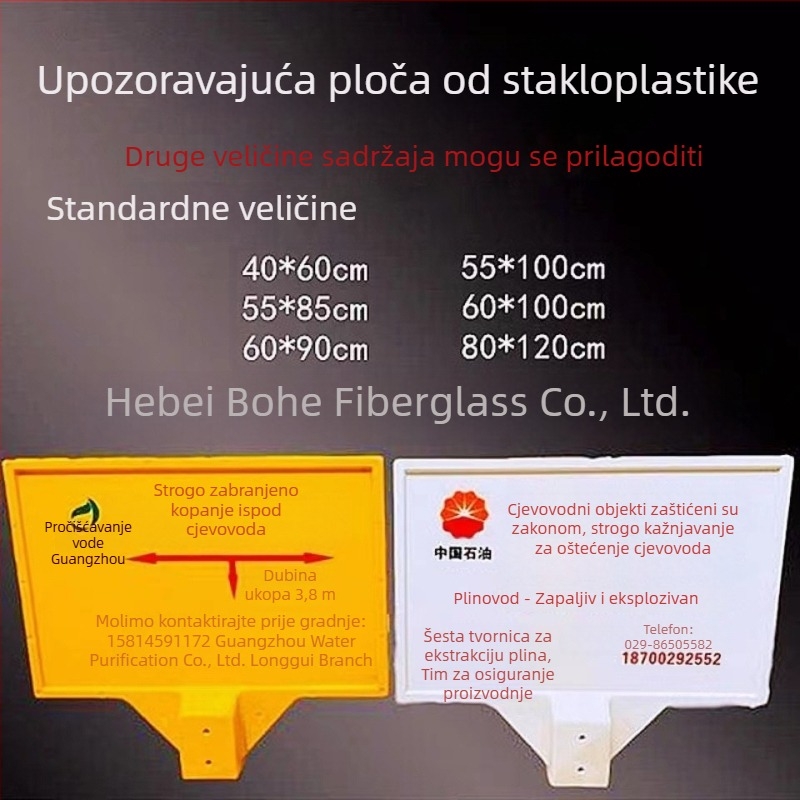 FRP upozoravajući znak za podzemne električne kablove i plinovode – Zabranjen ribolov