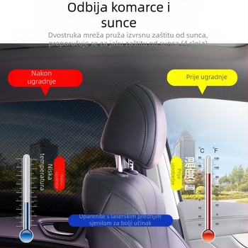 Automobilska zatamnjiva mreža prozor s mrežicom protiv komaraca – prozračna, UV zaštita, toplinska izolacija i blokiranje svjetla