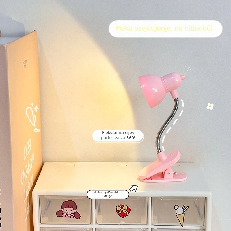 Kreativna LED mini klips stolna svjetiljka, noćna svjetiljka za dom i studentski dom te sobu za čitanje, topla svjetlost, zaštita očiju