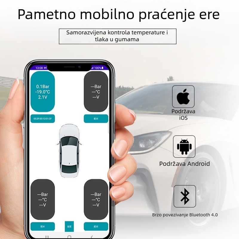 Bluetooth monitor tlaka pneu za automobile i motocikle, bežični pametni monitor visoke preciznosti