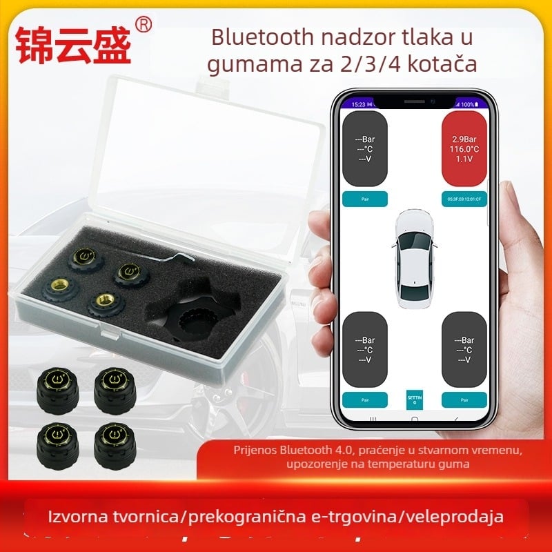 Bluetooth monitor tlaka pneu za automobile i motocikle, bežični pametni monitor visoke preciznosti