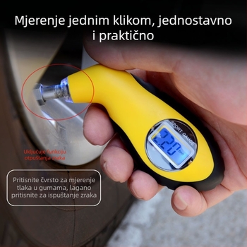 Visoko precizan digitalni manometar za tlak u gumama automobila s LCD zaslonom i LED osvjetljenjem
