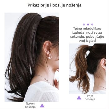 Perika za rep s klipom, blago valovita, duga kosa, visoka rep, velike valovite pramenove